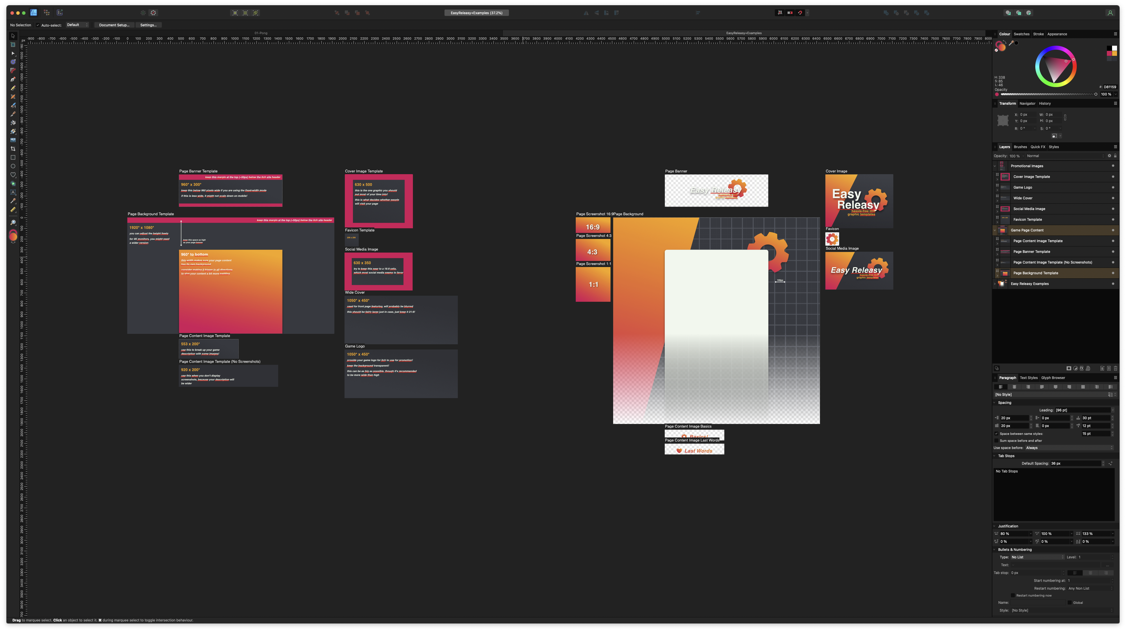 Easy Releasy Template screenshot from Affinity Designer